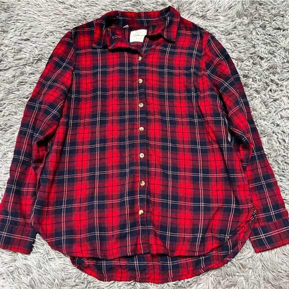 Jachs Plaid Button Front Flannel Shirt Size Medium - Picture 1 of 9